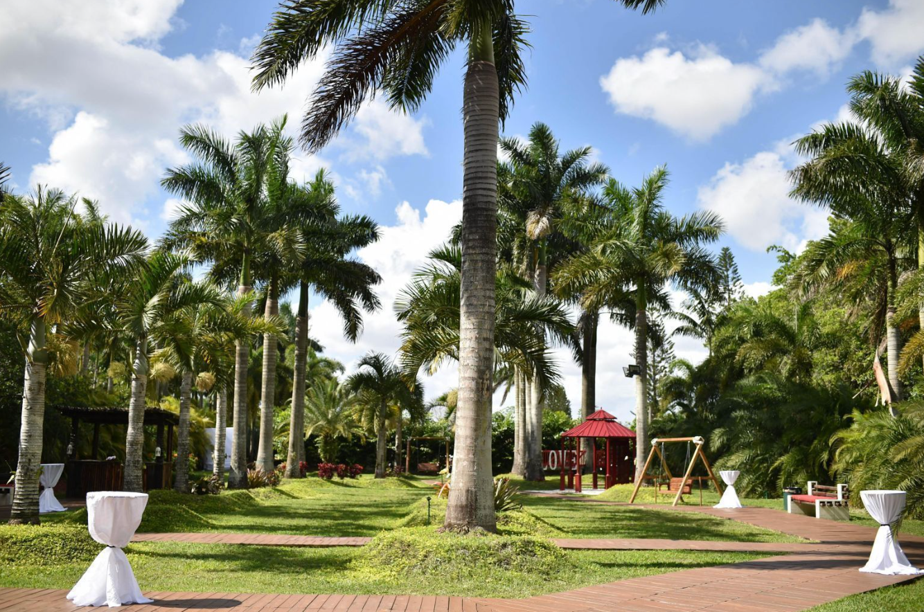 Real Loveland tropical gardens, palm trees and pathways