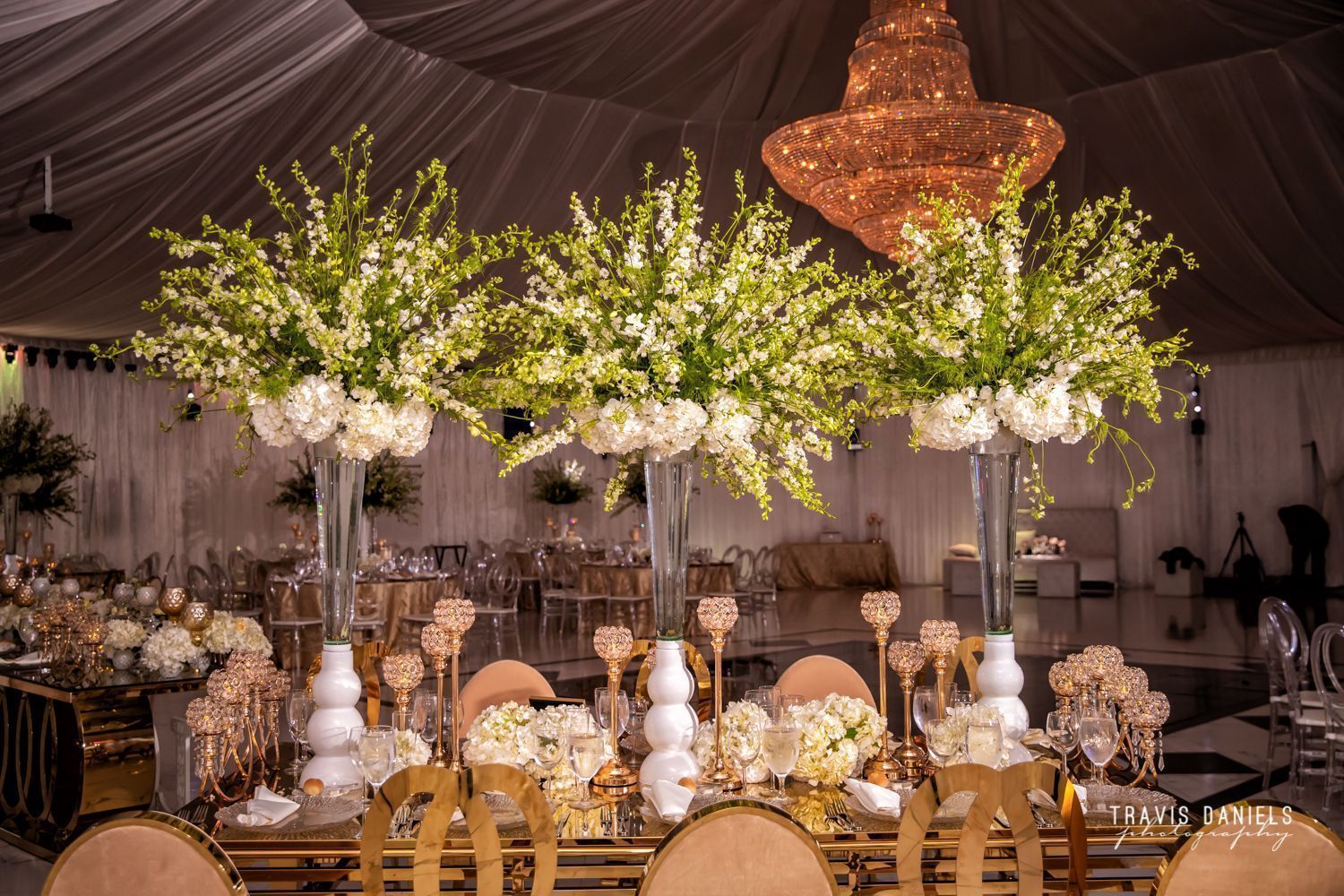 Elegant candlelit wedding reception at Loveland